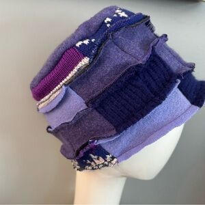 Stylish Patchwork Cloche Hat in Purple Shades